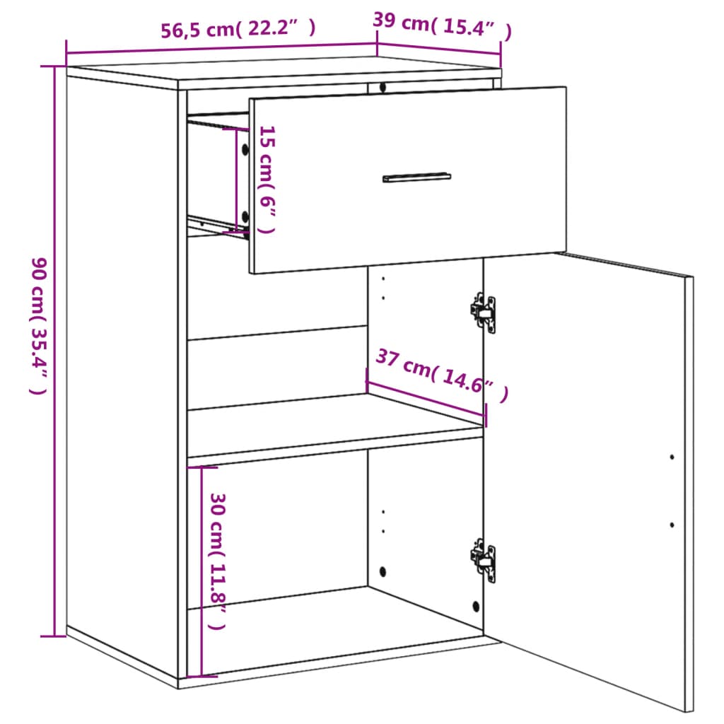 Storage Cabinet Brown Oak 56,5x39x90 cm Engineered Wood