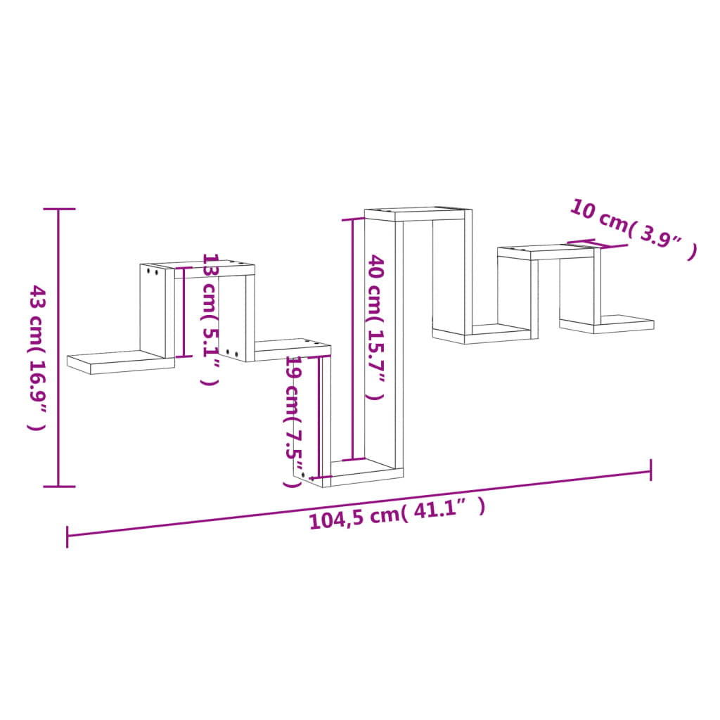 Wall Shelf Smoked Oak 104,5x10x43 cm Engineered Wood