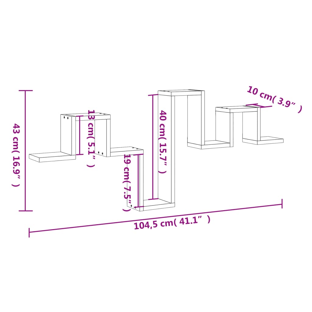 Wall Shelf Grey Sonoma 104,5x10x43 cm Engineered Wood