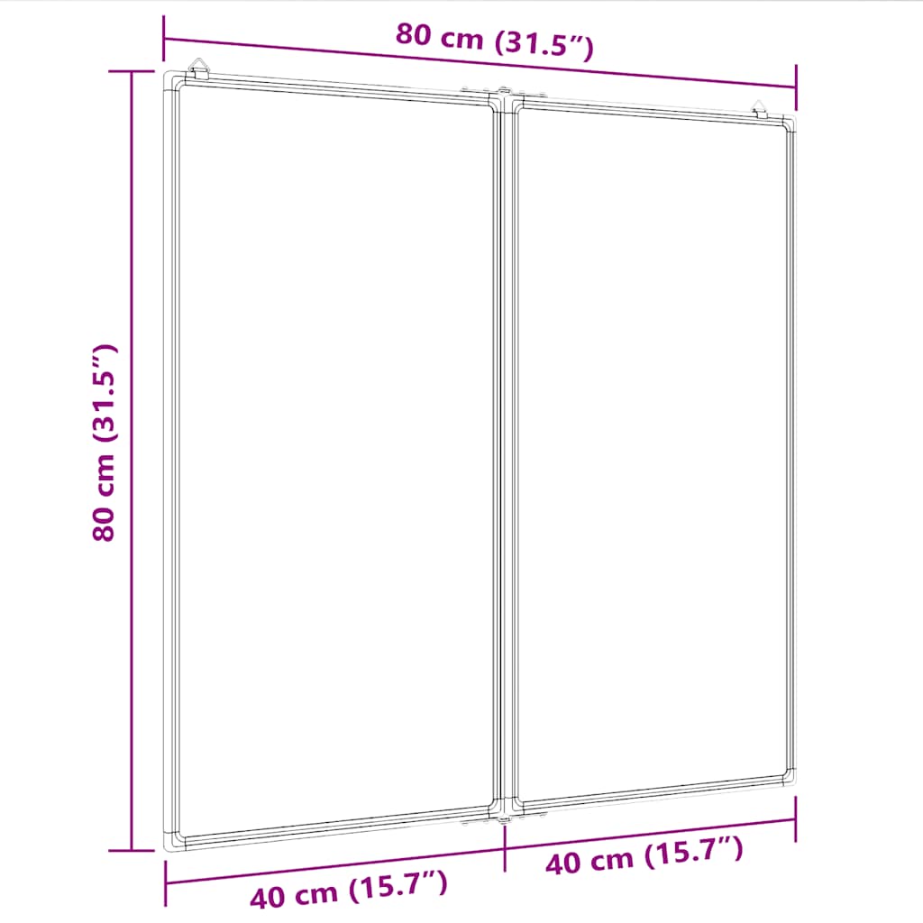 Magnetic Whiteboard Foldable 80x80x1,7 cm Aluminium