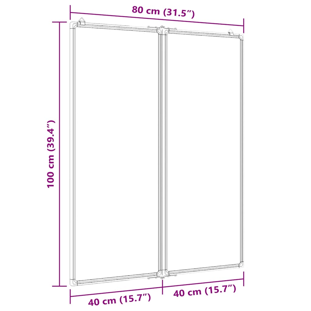Magnetic Whiteboard Foldable 80x100x1,7 cm Aluminium