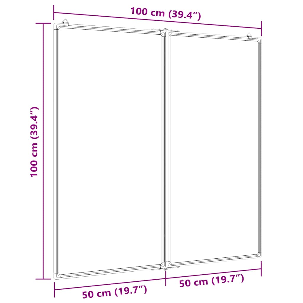 Magnetic Whiteboard Foldable 100x100x1,7 cm Aluminium