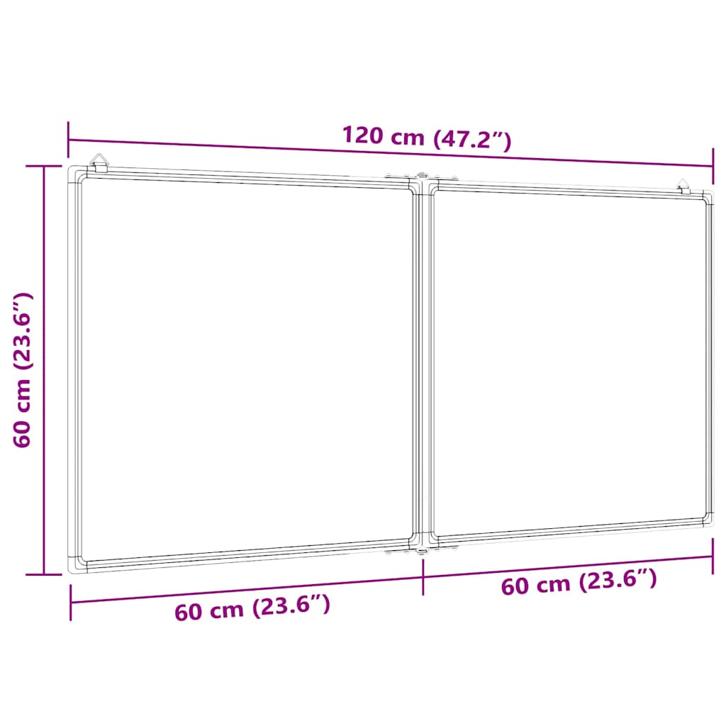 Magnetic Whiteboard Foldable 120x60x1,7 cm Aluminium