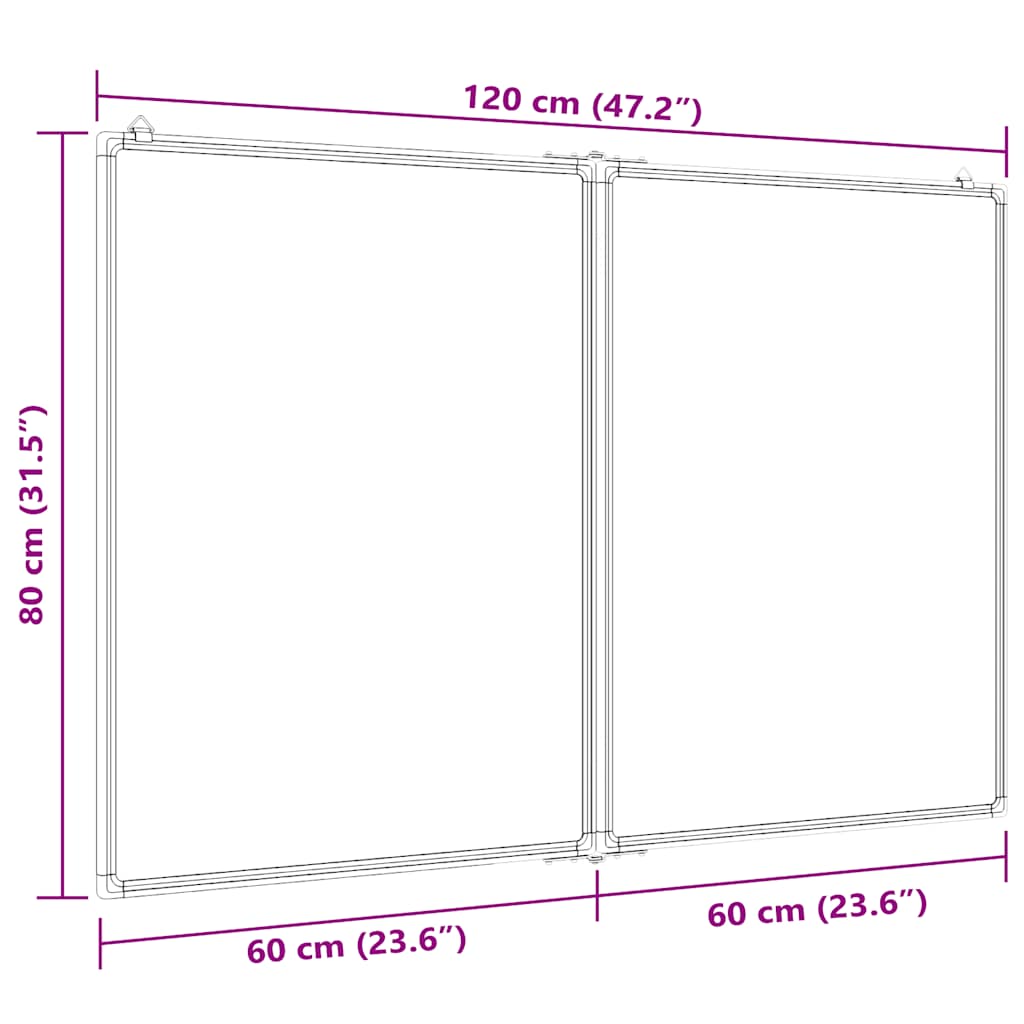 Magnetic Whiteboard Foldable 120x80x1,7 cm Aluminium