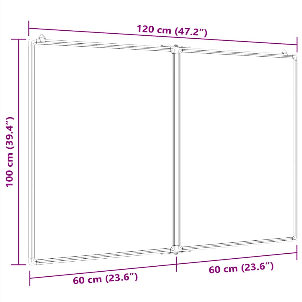 Magnetic Whiteboard Foldable 120x100x1,7 cm Aluminium