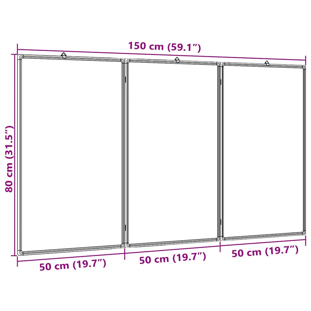 Magnetic Whiteboard Foldable 150x80x1,7 cm Aluminium
