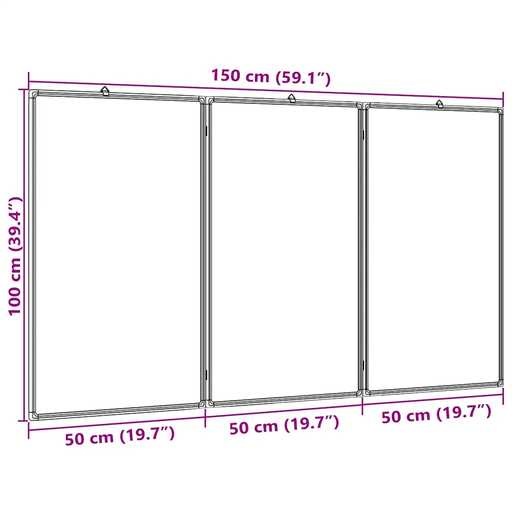 Magnetic Whiteboard Foldable 150x100x1,7 cm Aluminium