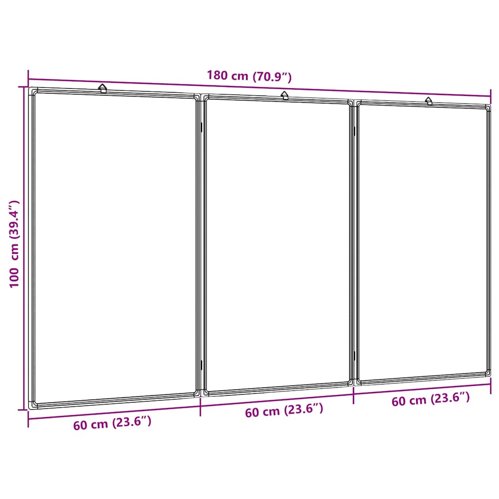 Magnetic Whiteboard Foldable 180x100x1,7 cm Aluminium