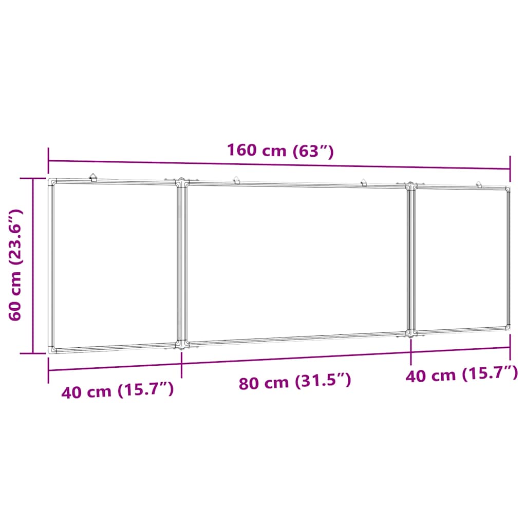 Magnetic Whiteboard Foldable 160x60x1,7 cm Aluminium