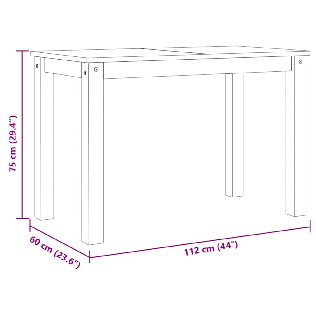 Dining Table "PANAMA" Grey 112x60x75 cm Solid Wood Pine