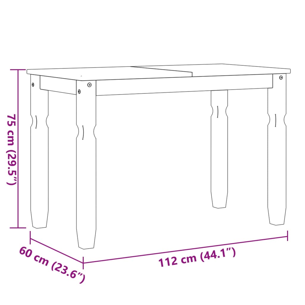 Dining Table "Corona" Grey 112x60x75 cm Solid Wood Pine