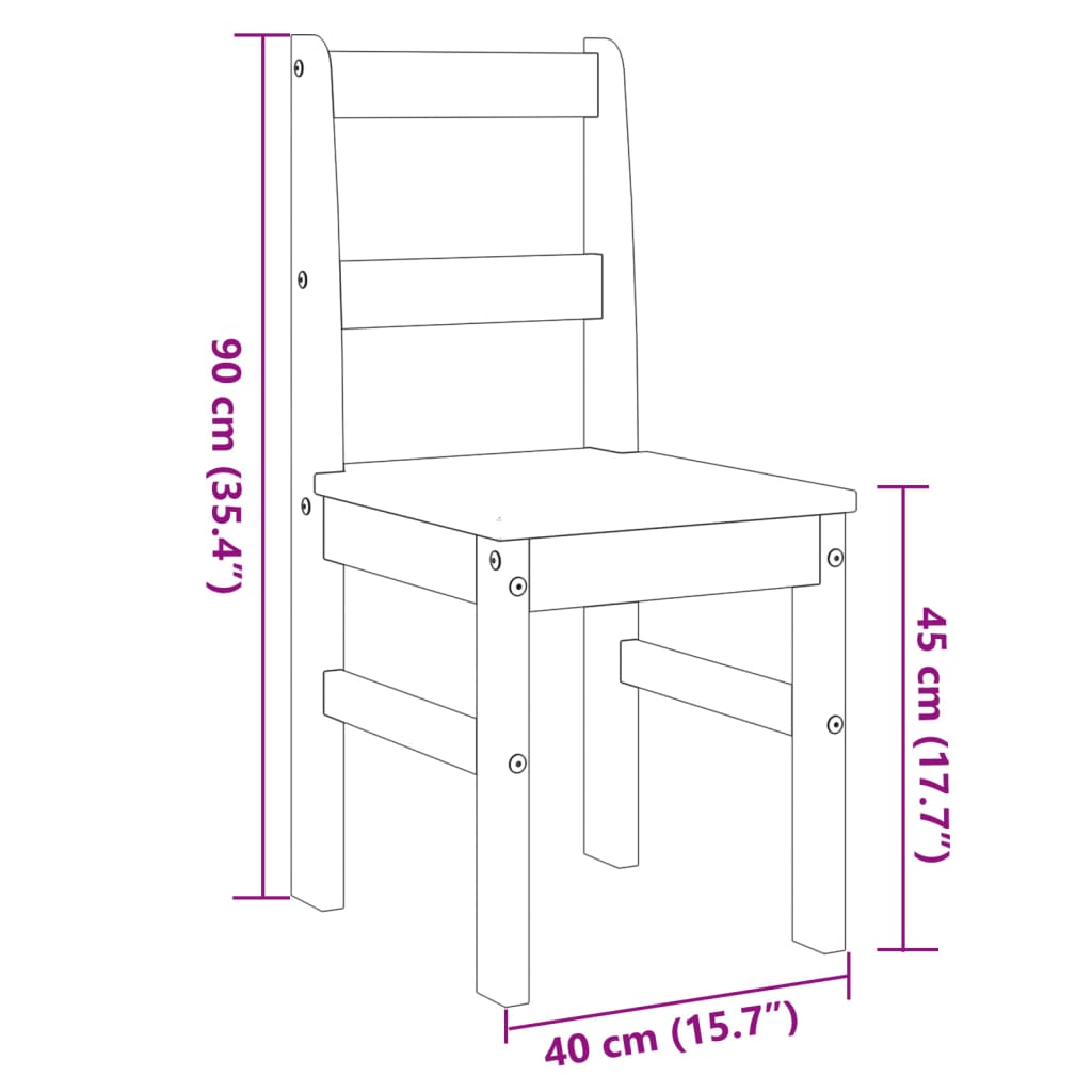 Dining Chairs 2 pcs PANAMA Grey 40x46x90 cm Solid Wood Pine