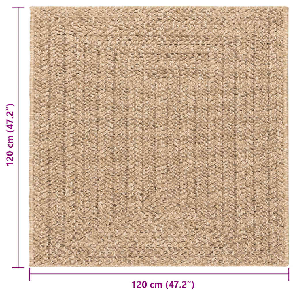 Rug ZIZUR 120x120 cm Jute Look Indoor and Outdoor
