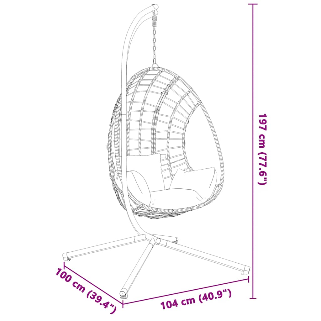Hanging Egg Chair Stand without Basket Anthracite Steel (Only Standing Base)