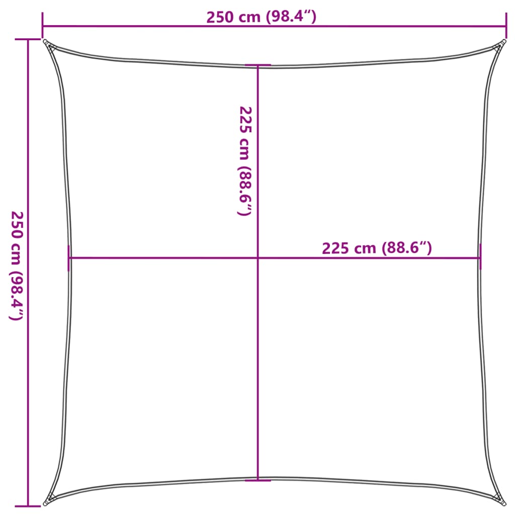 Sunshade Sail 160 g/m² Square Light Grey 2,5x2,5 m HDPE