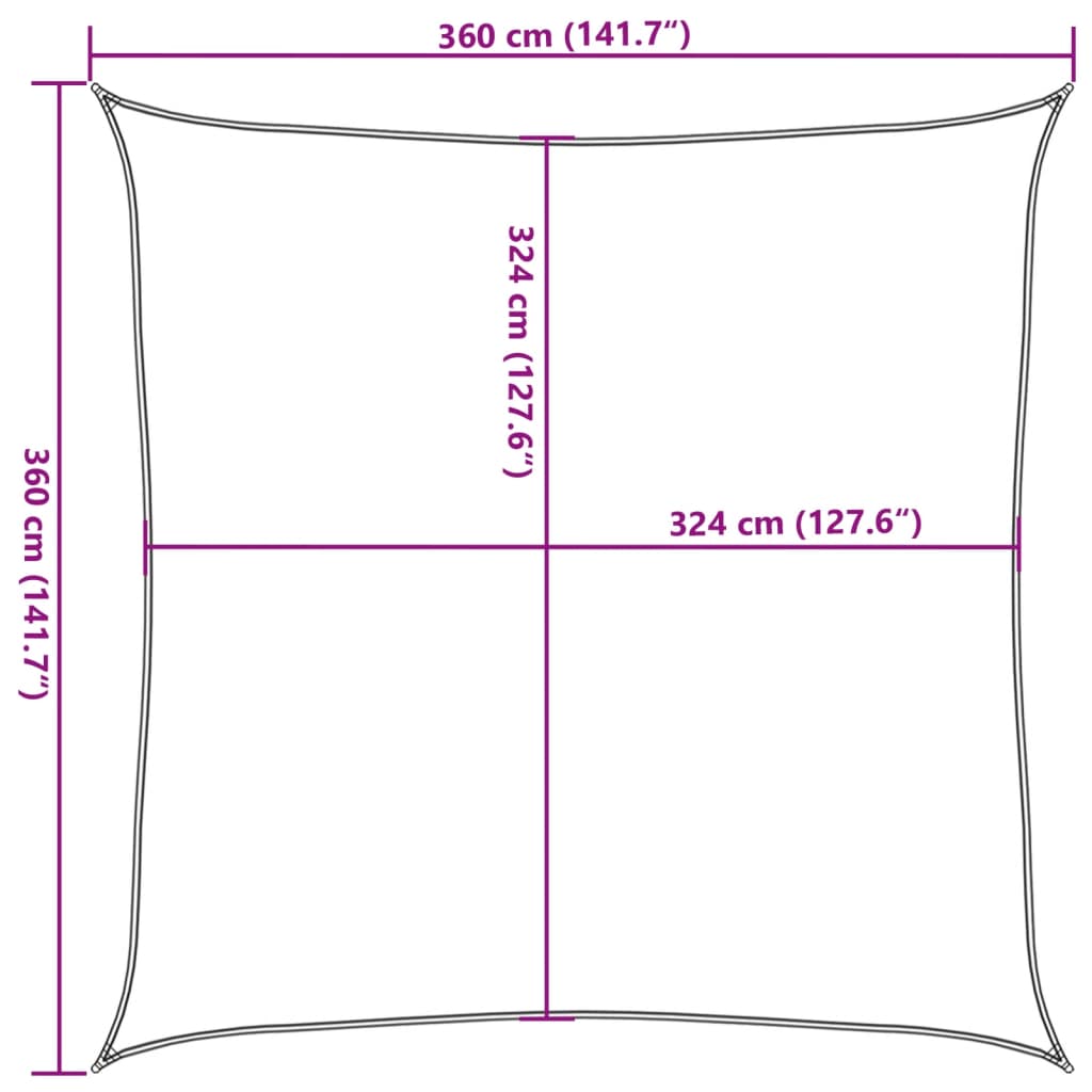 Sunshade Sail 160 g/m² Square Light Grey 3,6x3,6 m HDPE