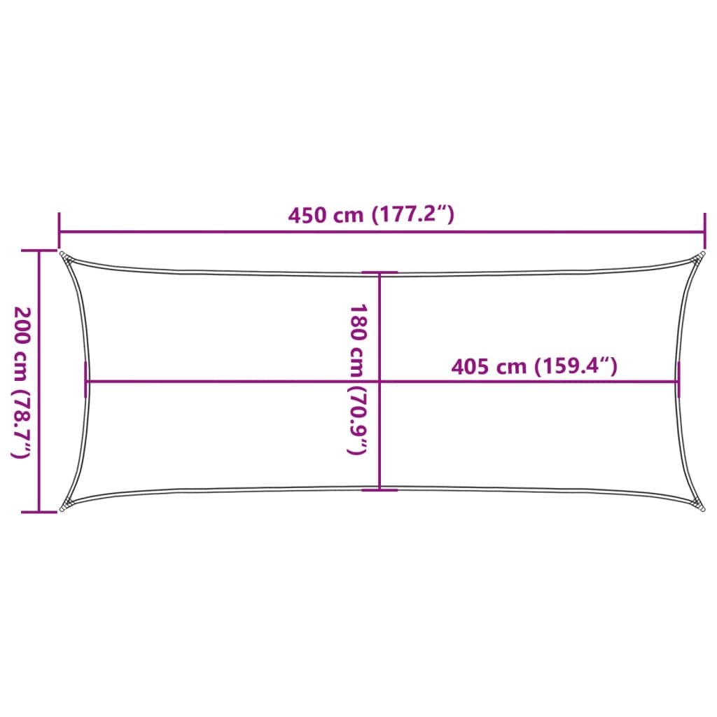 Sunshade Sail 160 g/m² Rectangular Light Grey 2x4,5 m HDPE