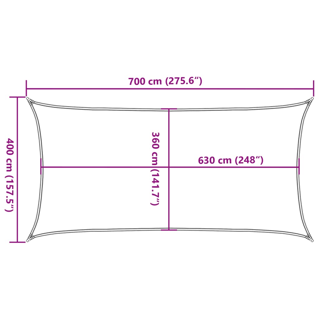 Sunshade Sail 160 g/m² Rectangular Light Grey 4x7 m HDPE
