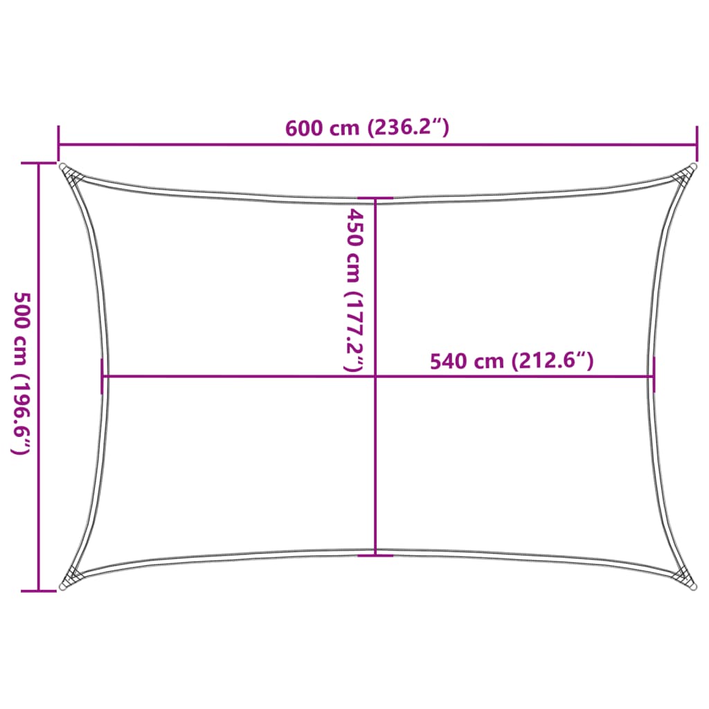 Sunshade Sail 160 g/m² Rectangular Light Grey 5x6 m HDPE