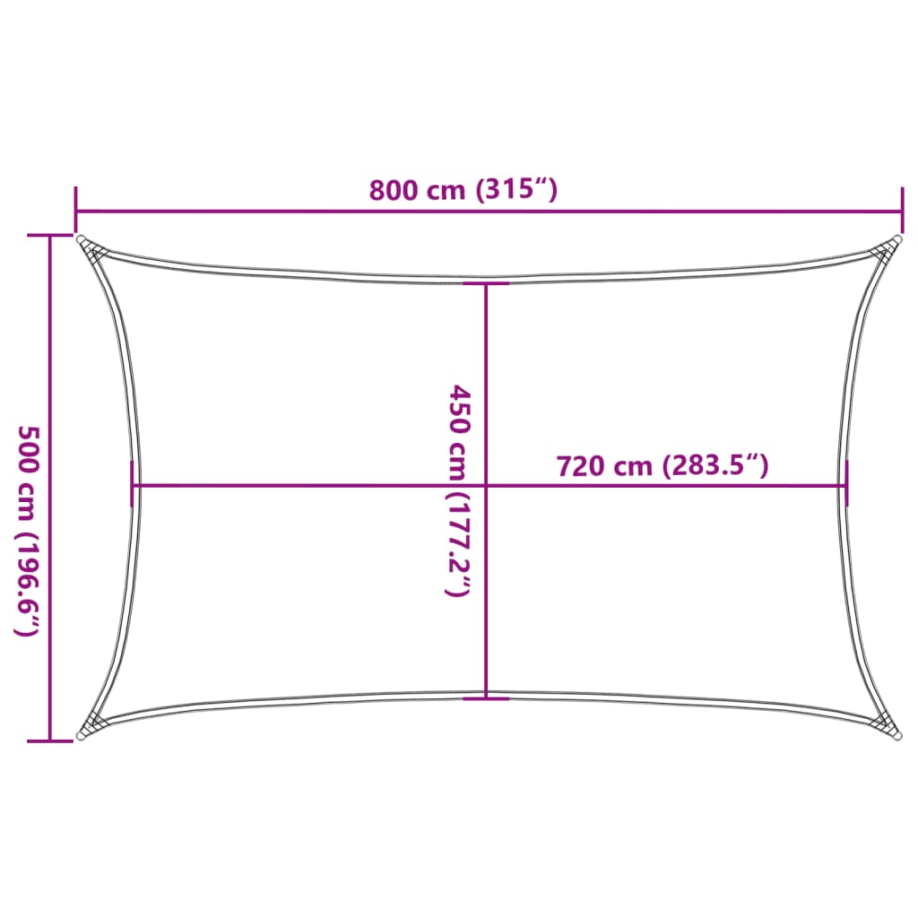 Sunshade Sail 160 g/m² Rectangular Light Grey 5x8 m HDPE