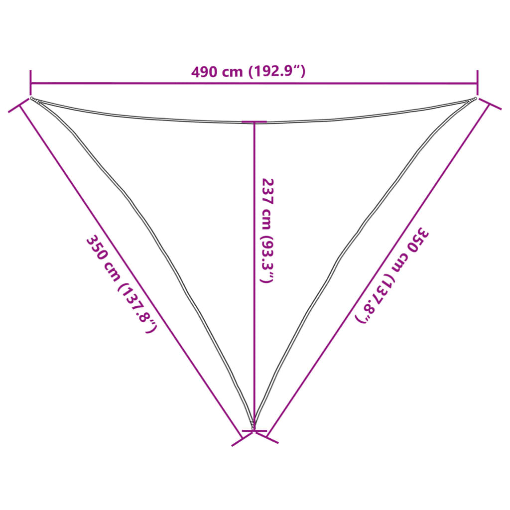 Sunshade Sail 160 g/m² Triangular Light Grey 3,5x3,5x4,9 m HDPE