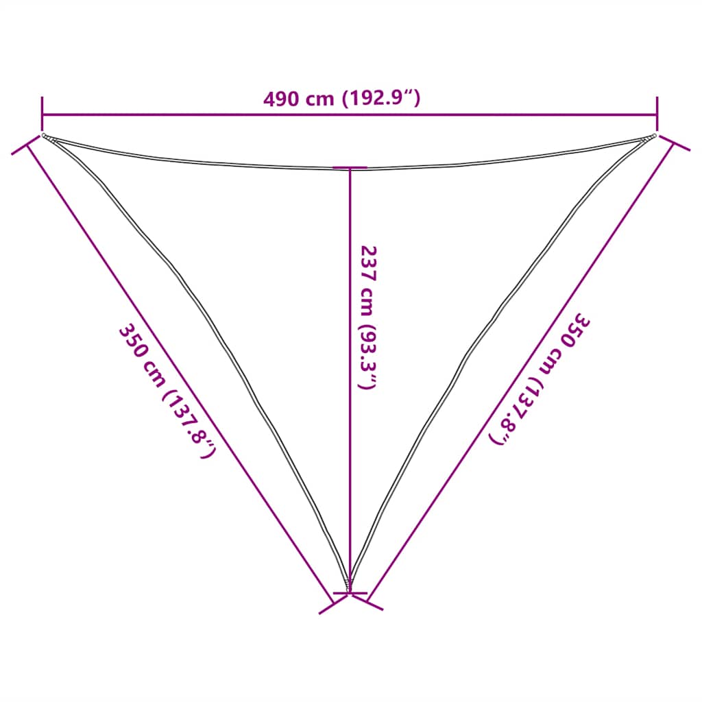 Sunshade Sail 160 g/m² Triangular Sand 3,5x3,5x4,9 m HDPE