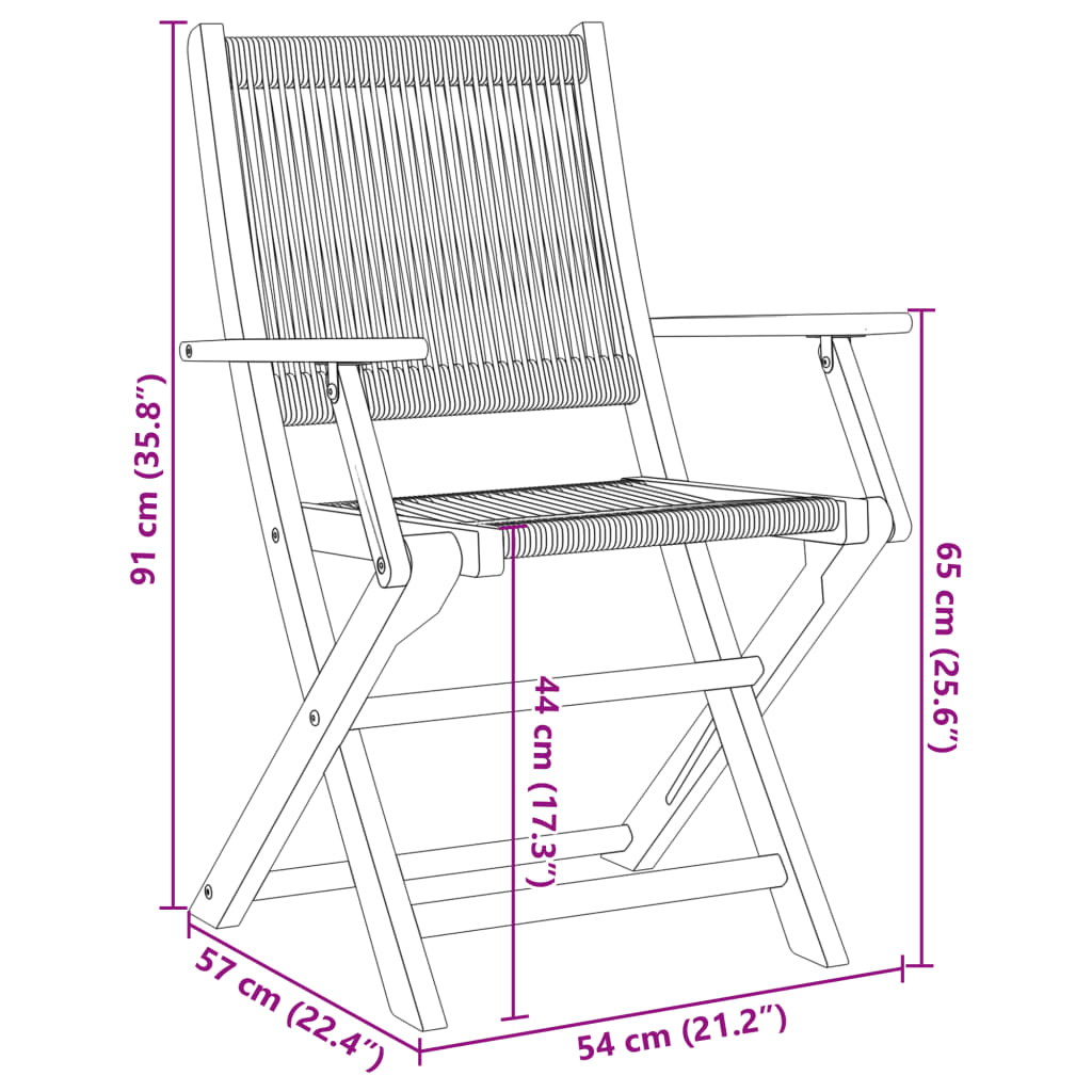 Folding Chairs 8 pcs Black Solid Wood Acacia