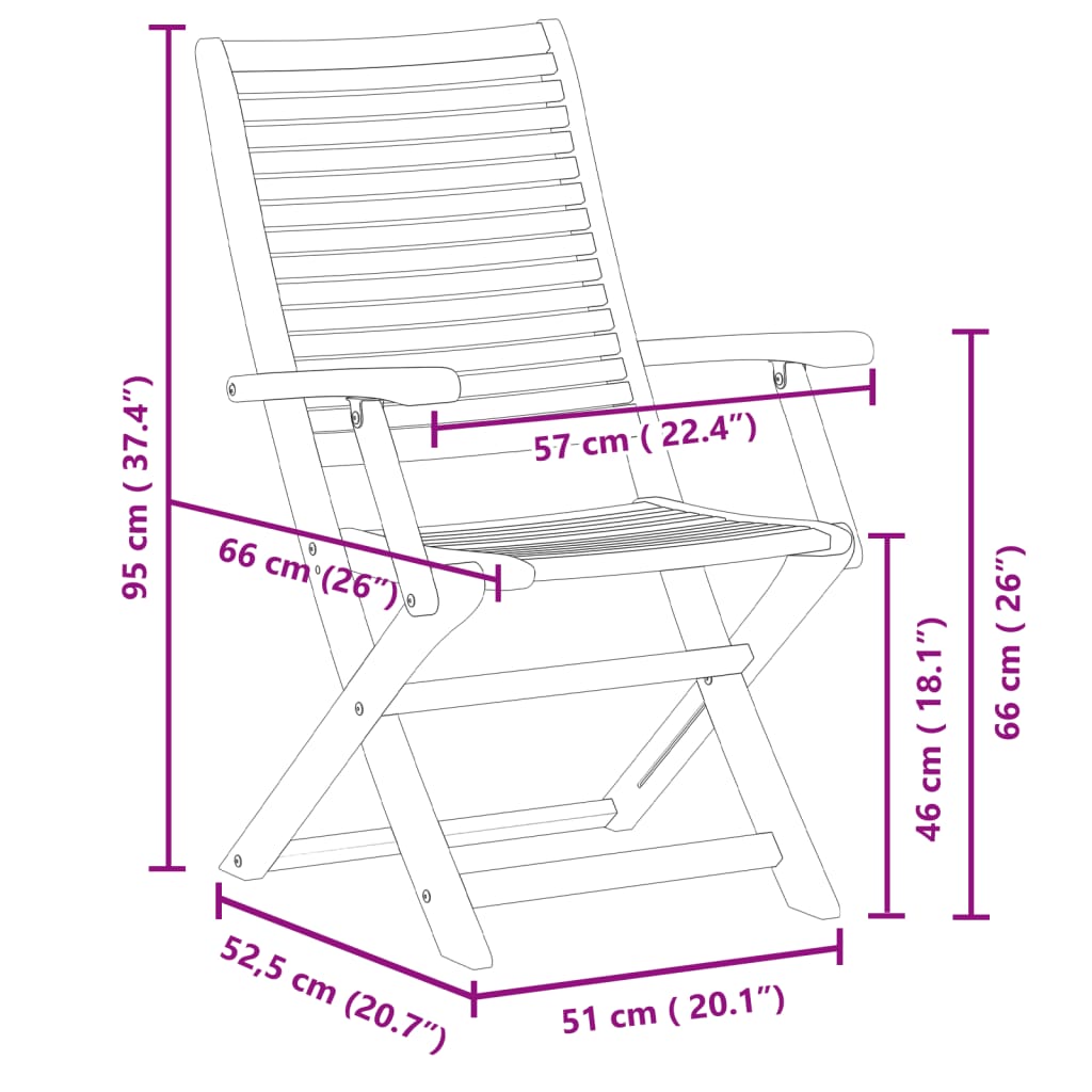 Folding Chairs 6 pcs 57x66x95 cm Solid Wood Acacia