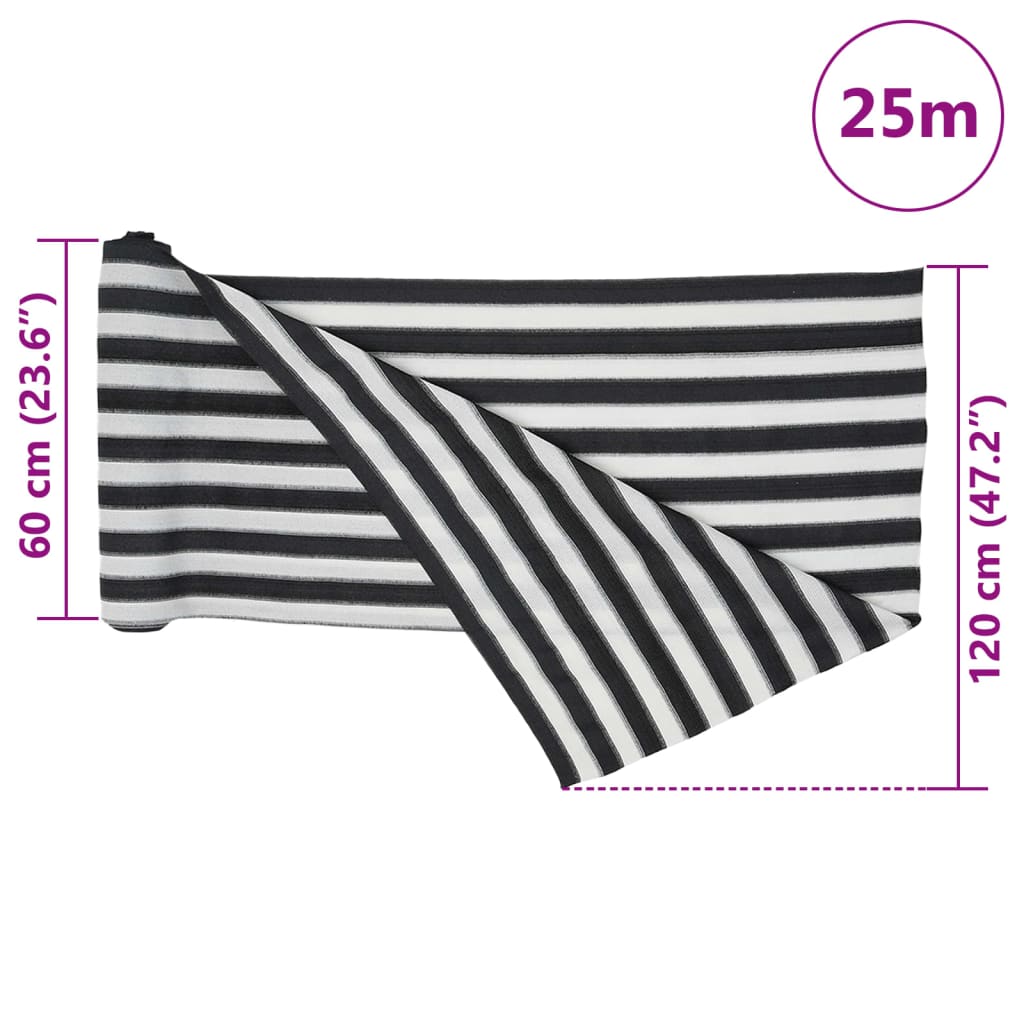 Privacy Net Anthracite and White 1,2x25 m HDPE 75 g/m²