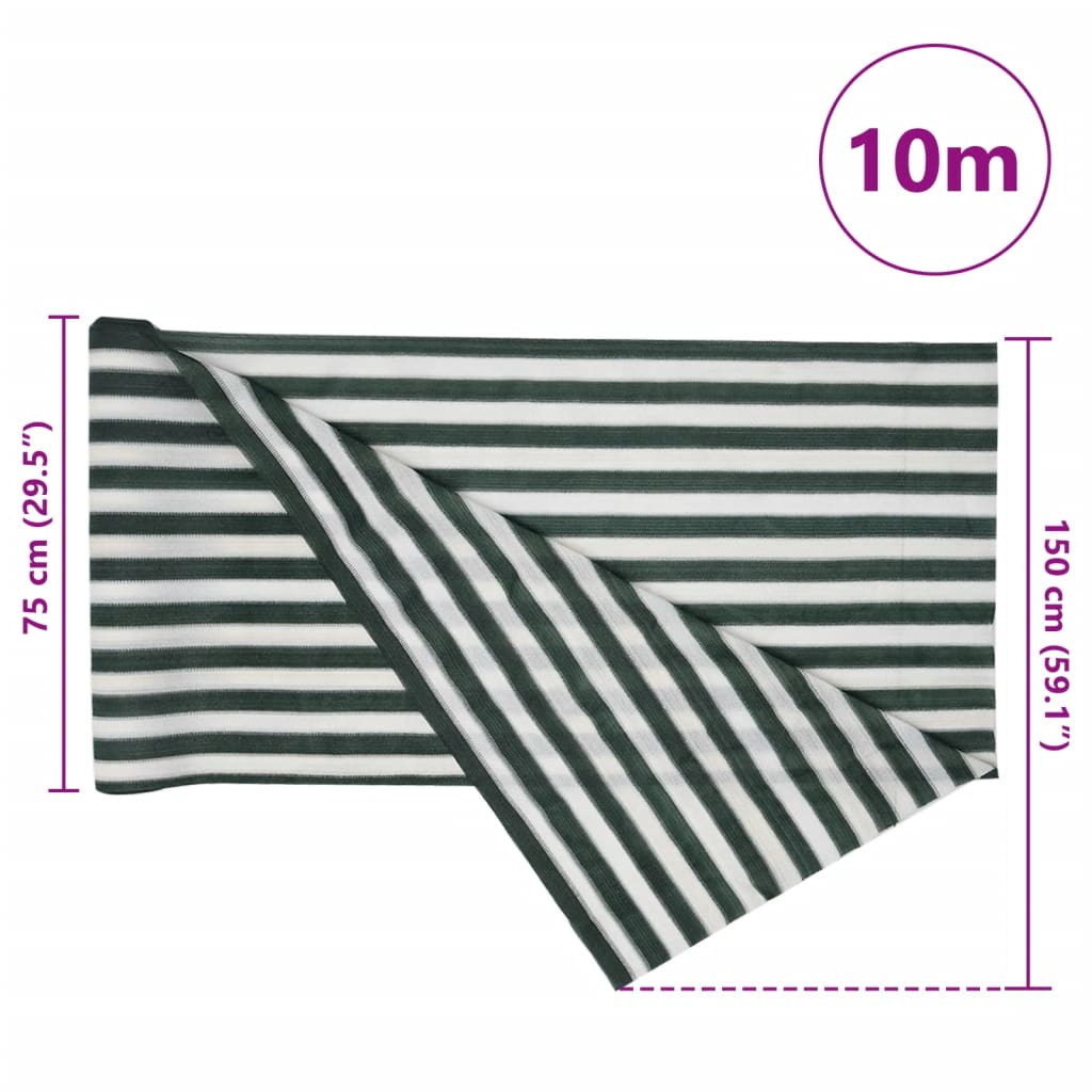 Privacy Net Green and White 1,5x10 m HDPE 195 g/m²