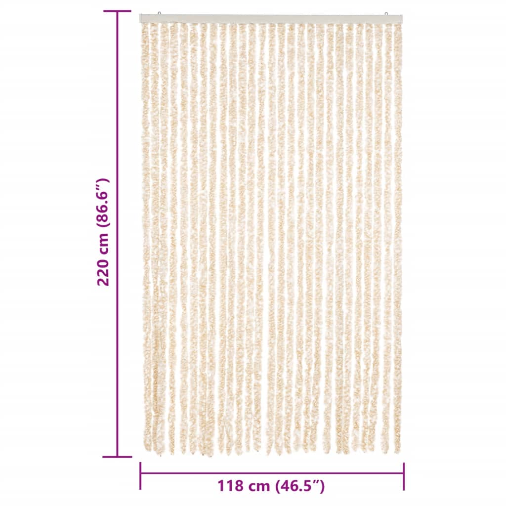 Fly Curtain Beige and White 118x220 cm Chenille