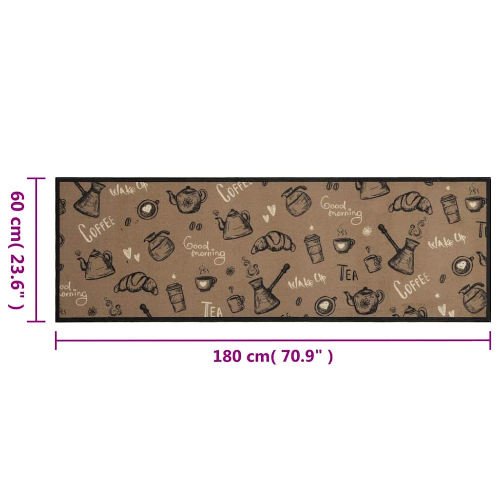 Kitchen Rug Washable Morning Brown 60x180 cm Velvet