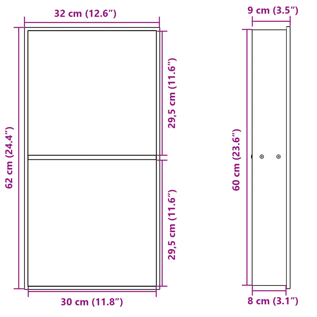 Shower Niche Brushed Gold 32x62x9 cm Stainless Steel