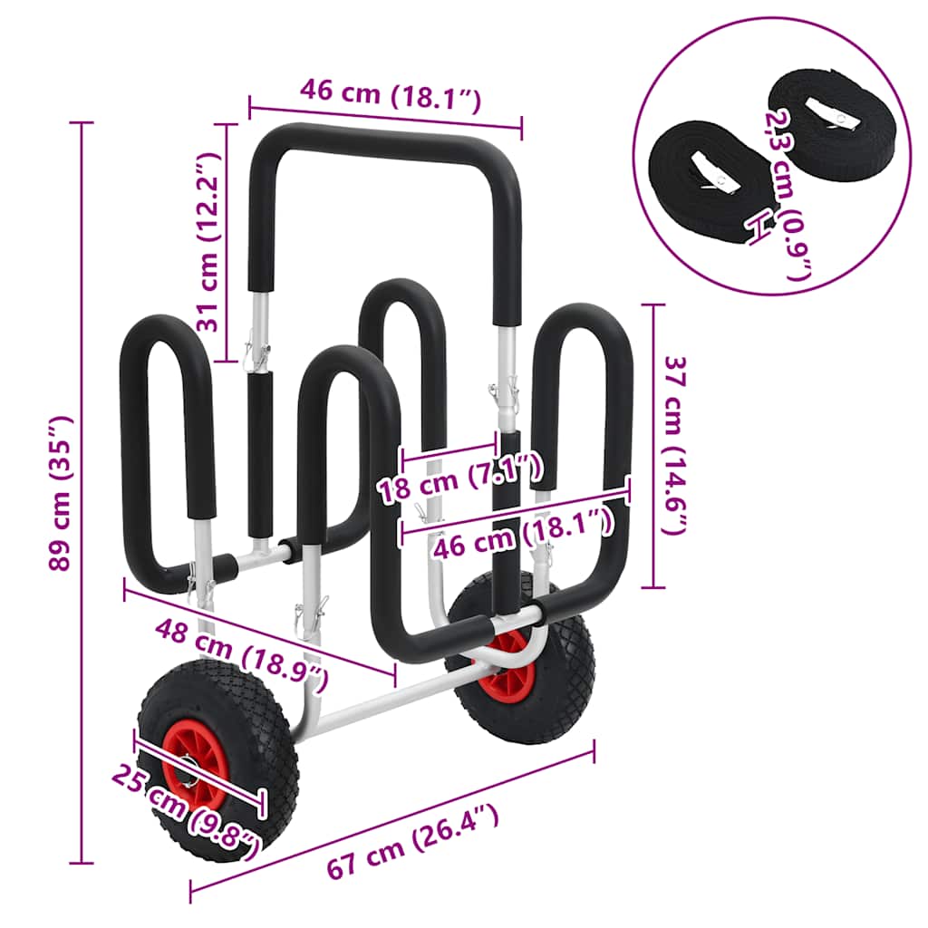 SUP Trolley for 2 Surfboards 90 kg Aluminium
