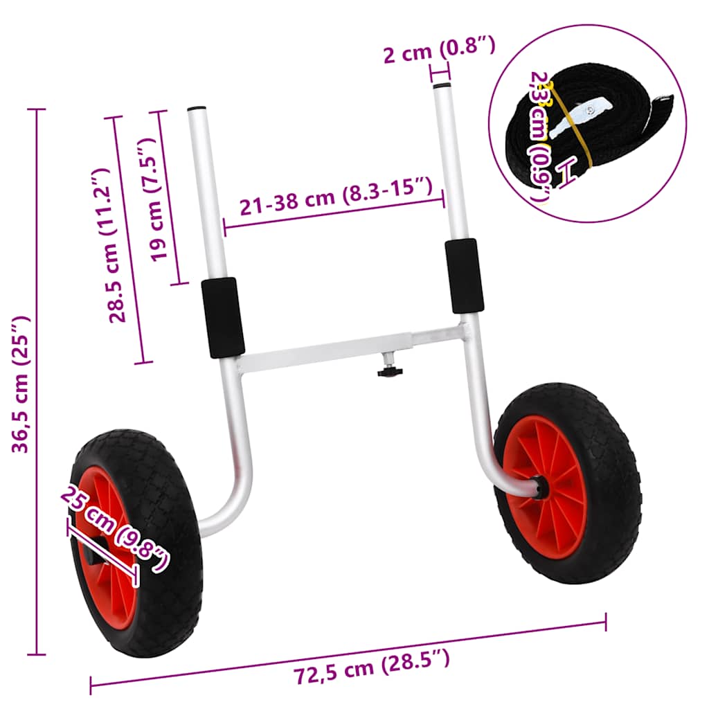 vidaXL Kayak Trolley Detachable 100 kg Aluminium