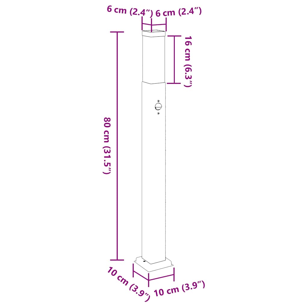 Bollard Light with Sensor 80 cm Stainless Steel IP44
