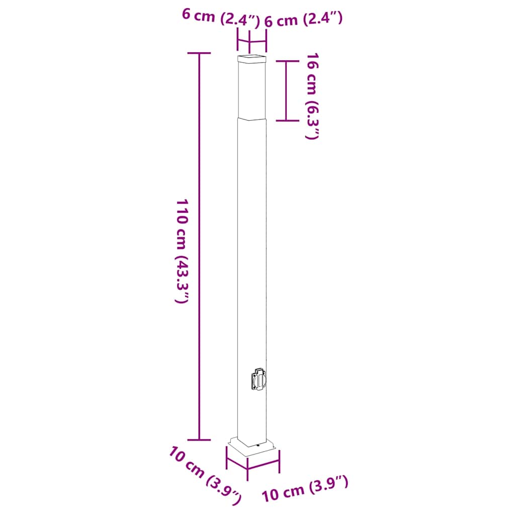 Bollard Lights with Outlet 3 pcs 110 cm Stainless Steel IP44