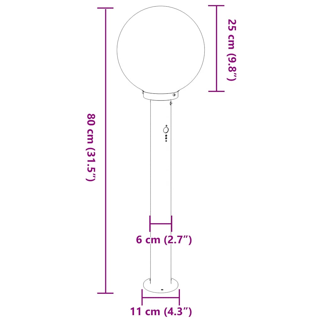Bollard Light with Sensor 80 cm Stainless Steel IP44