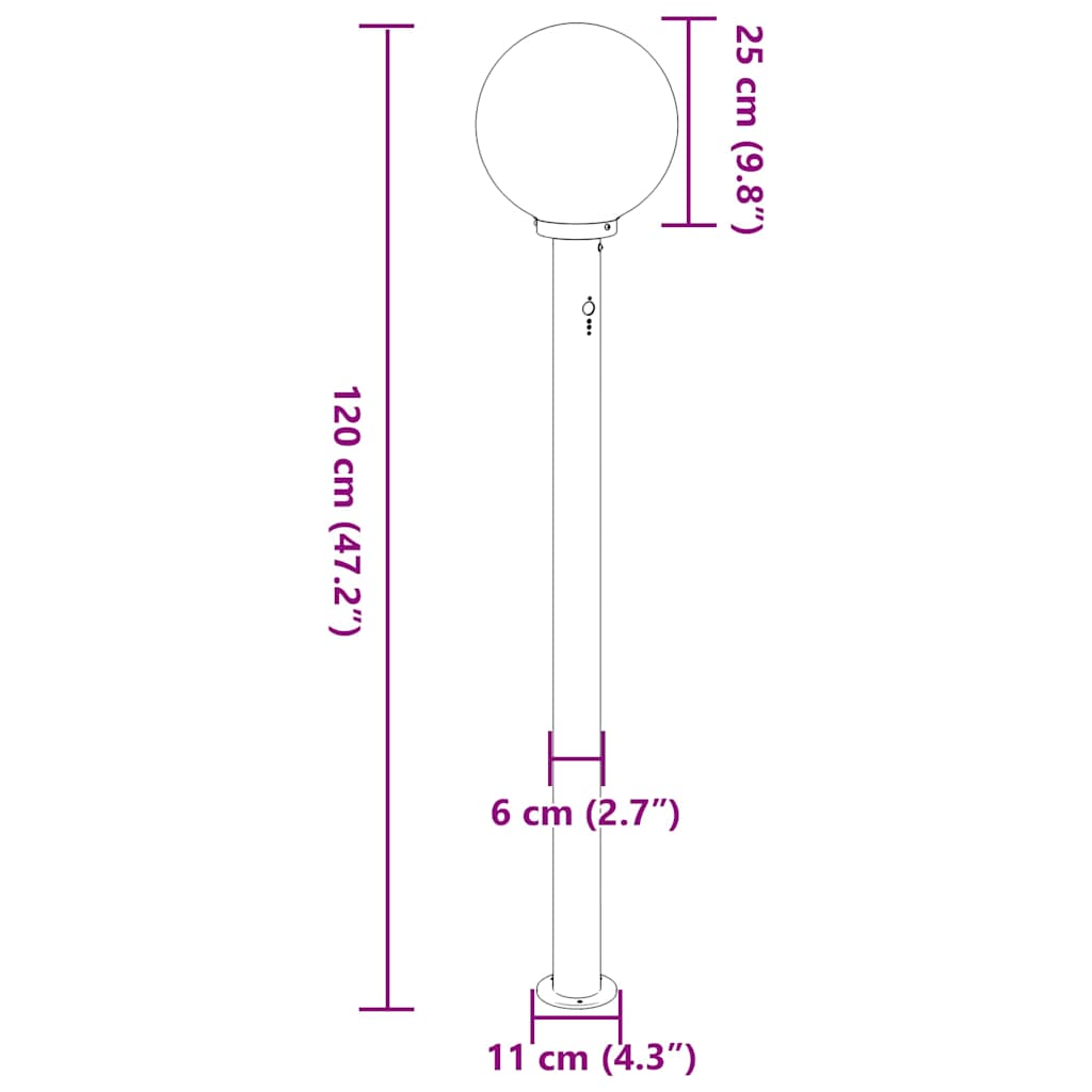 Bollard Lights with Sensor 3 pcs 120 cm Black IP44