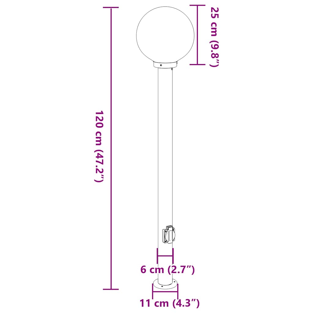 Bollard Light with Outlet 120 cm Black IP44