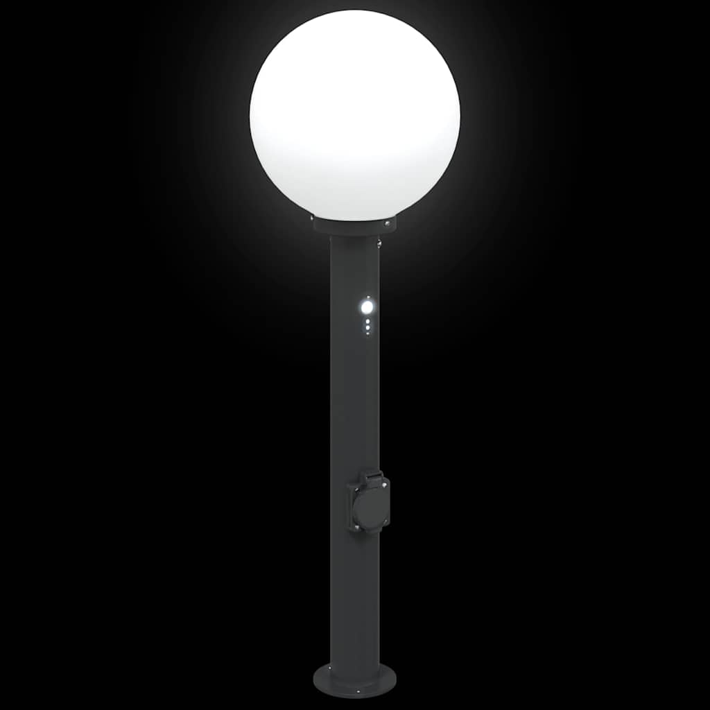 Bollard Light with Sensor&Outlet 80 cm Black IP44