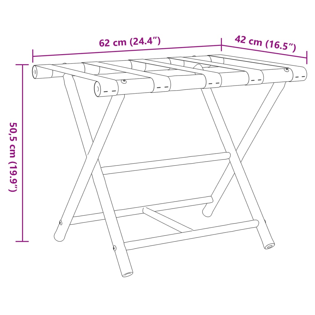 Folding Luggage Rack 62x42x50,5 cm Bamboo