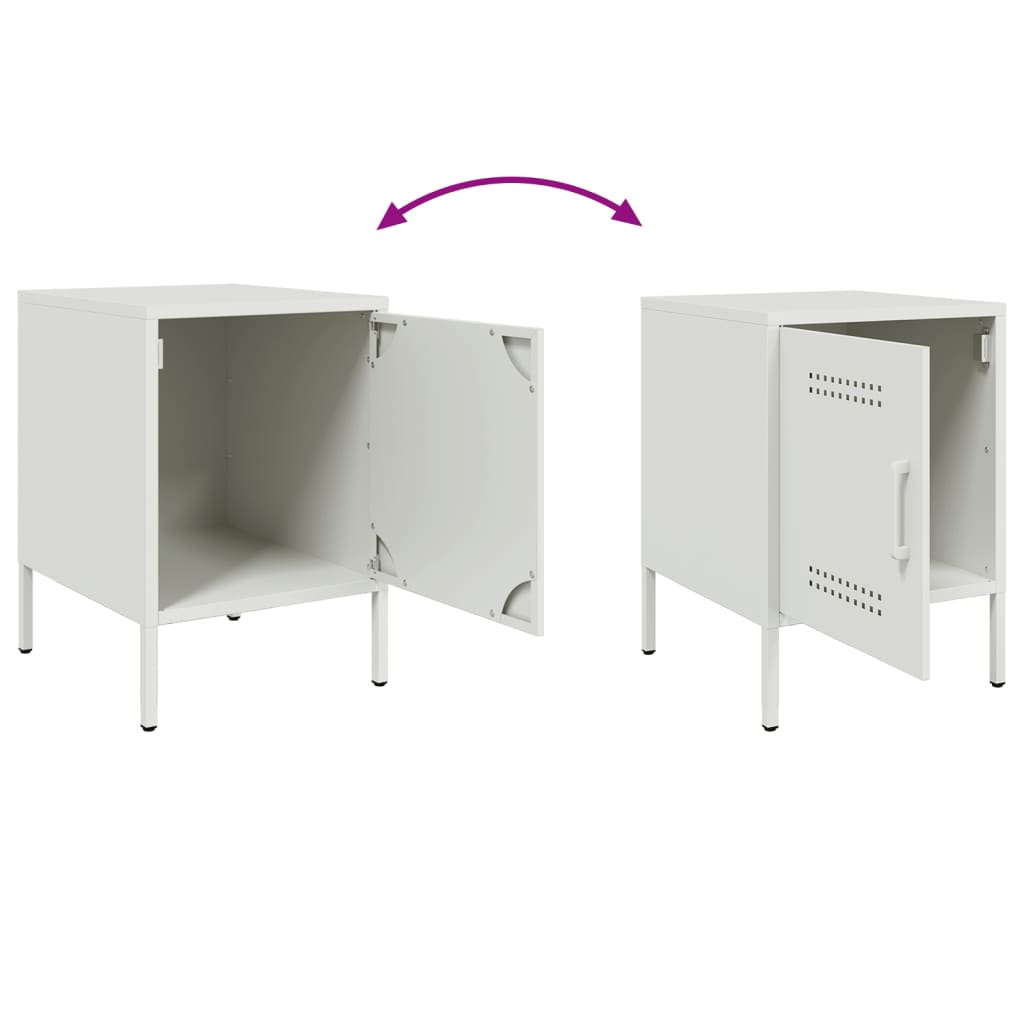 Bedside Cabinet White 36x39x50,5 cm Steel
