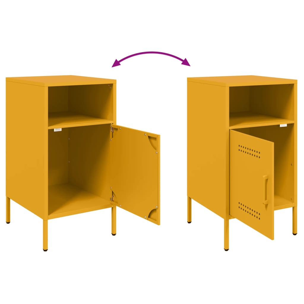 Bedside Cabinets 2 pcs Mustard Yellow 36x39x68 cm Steel
