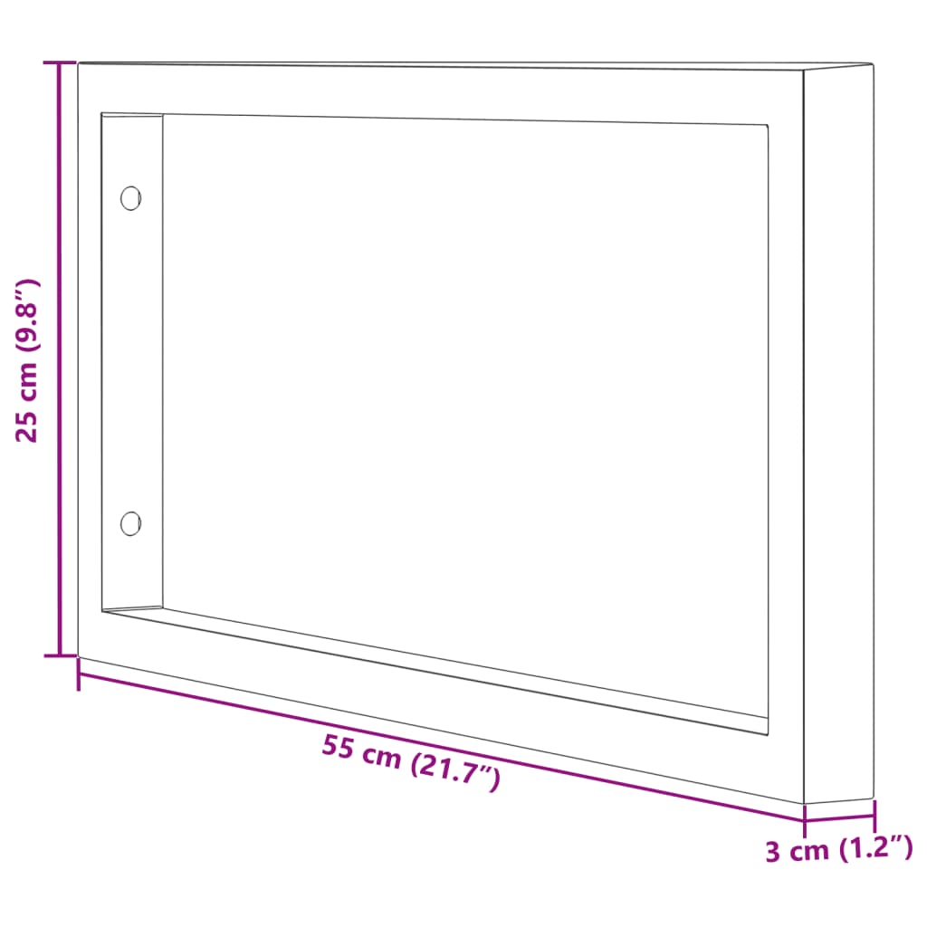 Shelf Brackets for Washbasin 2 pcs Black Rectangular Steel