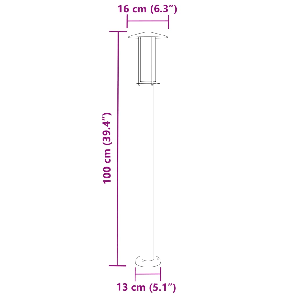 Outdoor Floor Lamp Black 100 cm Stainless Steel