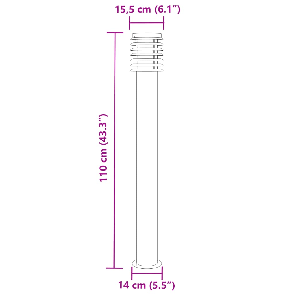 Outdoor Floor Lamp Black 110cm Stainless Steel