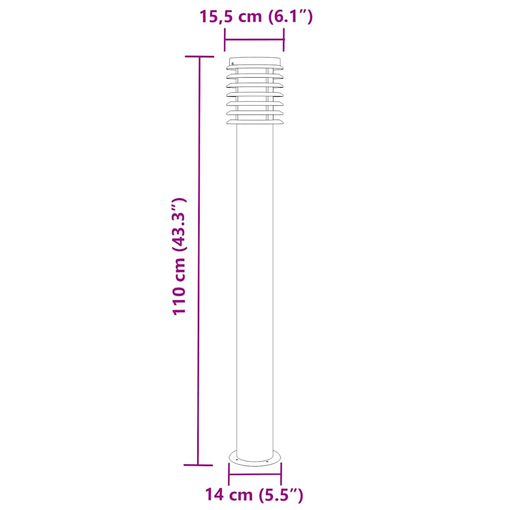 Outdoor Floor Lamps 3pcs Black 110cm Stainless Steel