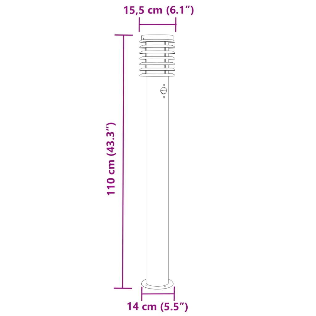Outdoor Floor Lamps with Sensors 3pcs Silver 110cm