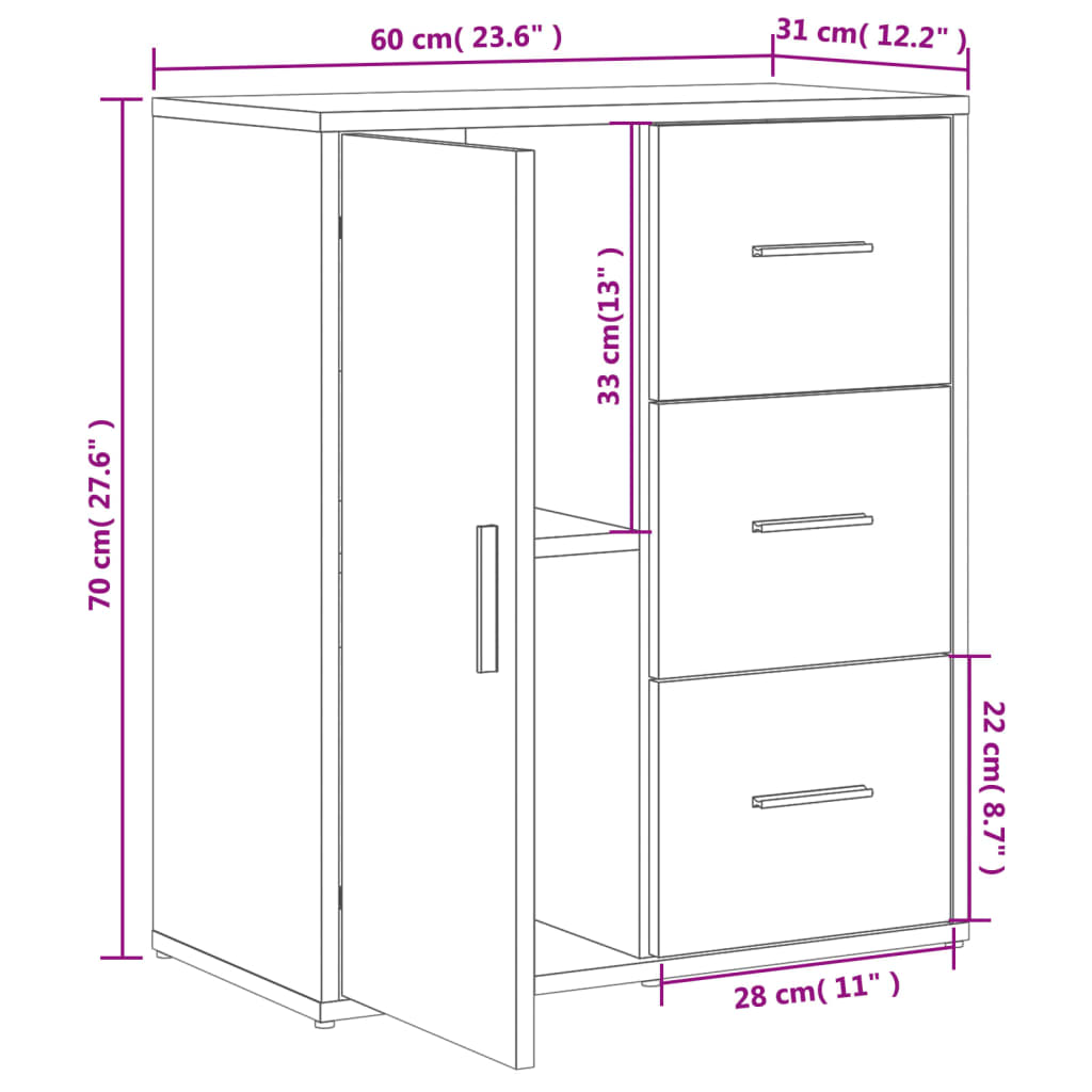 Sideboards 2 pcs Grey Sonoma 60x31x70 cm Engineered Wood